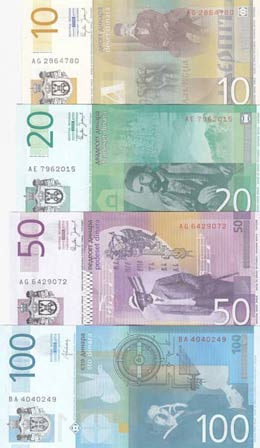Serbia, 10-20-50-100 Dinara, 2006-2013, UNC, ... 