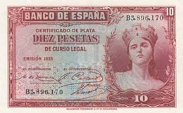 Spain, 10 Peseta, 1935, ... 