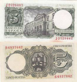 Spain, 5 Pesetas, (Total 2 banknotes) 5 ... 