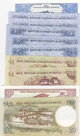 Bhutan, UNC, (Total 10 banknotes) 1 ... 