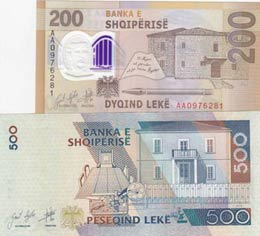 Albania, 200-500 Leke, (Total 2 banknotes) ... 