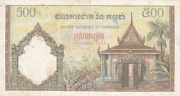 Cambodia, 500 Rial, 1958, XF, p14d  Stain on ... 
