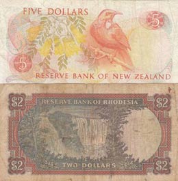 Mix Lot, (Total 2 banknotes) New Zealand 5 ... 