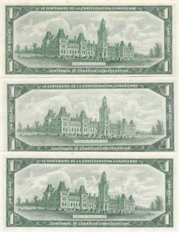 Canada, 1 Dollar , 1967, UNC, p84a, (Total 3 ... 