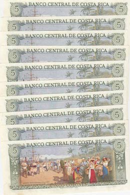 Costa Rica, 5 Colones, 1989, UNC, p236d, ... 