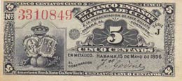Cuba, 5 Centavos, 1896, ... 
