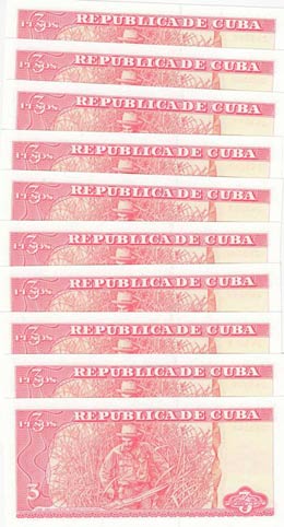 Cuba, 3 Pesos, 2004, UNC, p127a, (Total 10 ... 
