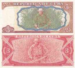 Cuba, 3 Pesos, UNC, (Total 2 banknotes) 3 ... 