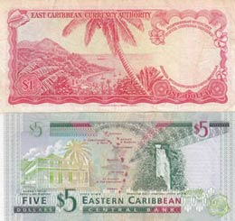 East Caribbean States, 1-5 Dollars, (Total 2 ... 