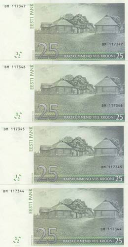 Estonia, 25 Krooni, 2002, UNC, p84a, (Total ... 