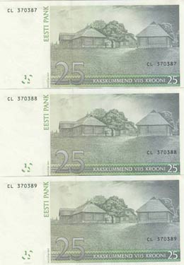 Estonia, 25 Krooni, 2007, UNC, p87, (Total 3 ... 