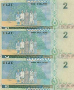 Fiji, 2 Dollars, 2002, UNC, p104a, (Total 3 ... 