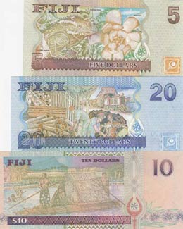 Fiji, 5-10-20 Dollars, UNC, (Total 3 ... 