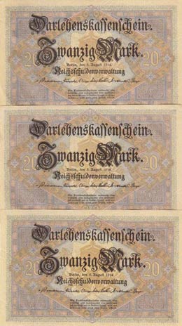 Germany, 20 Mark, 1914, UNC (-), p48, (Total ... 