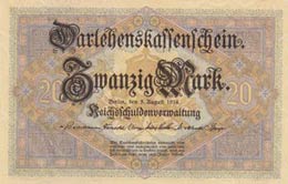 Germany, 20 Mark, 1914, UNC, p48b  7 digit ... 