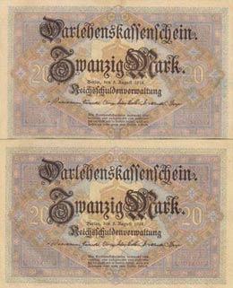 Germany, 20 Mark, 1914, XF, p48b, (Total 2 ... 