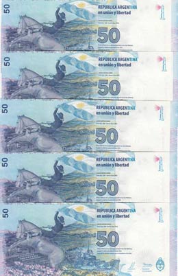 Argentina, 50 Pesos, 2015, UNC, p362, (Total ... 