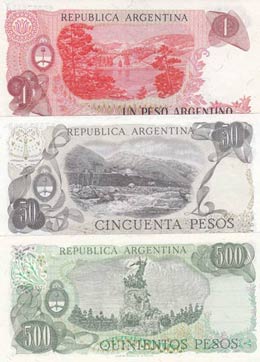 Argentina, 1-50-500 Pesos, UNC, (Total 3 ... 