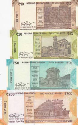 India, 10-20-50-200 Rupees, 2017-2018, UNC, ... 