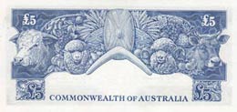 Australia, 5 Pounds, 1960/1965, AUNC, p35a  