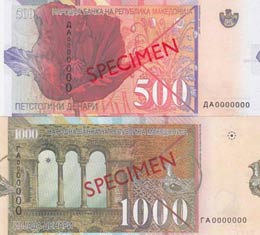 Macedonia, 500-1.000 Denari, 1996, UNC, ... 