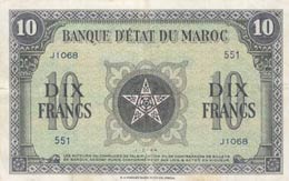 Morocco, 10 Francs, 1943/1944, XF, p25  