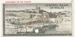 Malta, 10 Shillings, 1968, UNC,p28ct, COLOR ... 