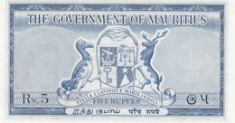Mauritius, 5 Rupees, 1965, UNC,p27e