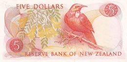 New Zealand, 5 Dollars, 1975, AUNC,p165c