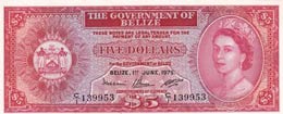 Belize, 5 Dollars, 1975, ... 