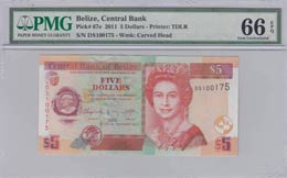 Belize, 5 Dollars, 2011, ... 