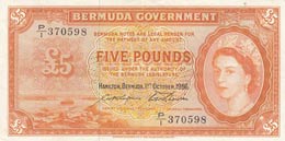Bermuda, 5 Pounds, 1966, ... 