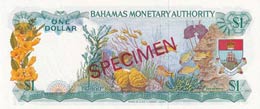 Bahamas, 1 Dolar, 1968, UNC,p27s, SPECİMEN