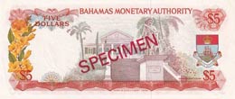 Bahamas, 5 Dollars, 1968, UNC,p29s, SPECİMEN