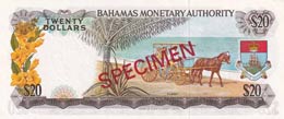 Bahamas, 20 Dollars, 1968, UNC,p31s, ... 