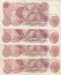 Great Britain, 10 Shillings, 1963, VF,p373b, ... 