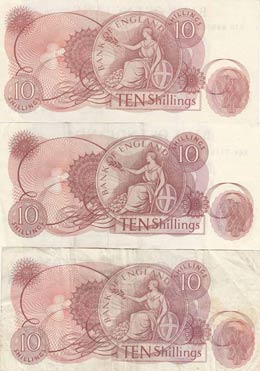 Great Britain, 10 Shillings, 1963,p373b, VF ... 