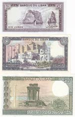 Lebanon, 10-50-250 Livres, 1986/1988, UNC, ... 
