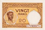 Madagascar, 20 Francs, 1937/1947, AUNC, p37
