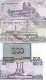North Korea, 50-200-500-5.000 Won, ... 