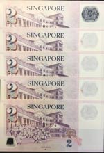 Singapore, 2 Dollars, 2005, UNC, p46, (Total ... 