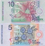 Suriname, 5-10 Gulden, 2000, UNC, p146; ... 