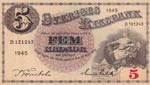 Sweden, 5 Kronor, 1945, ... 