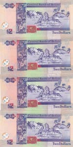 Belize, 2 Dollars, 2014, UNC, p66e, (Total 4 ... 