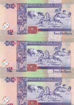 Belize, 2 Dollars, 2017, UNC, p69f, (Total 3 ... 