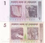 Zimbabwe, 1-5 Dollars, 2007, UNC, p65, p66, ... 