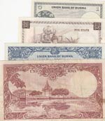 Burma, 1-5-10-50 Kyats, 1958, (Total 4 ... 