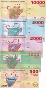 Burundi, 500-1000-2000-5000-10000 Francs, ... 