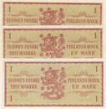 Finland, 1 Markka, 1963, UNC, p98, (Total 3 ... 