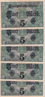 Germany, 5 Mark, 1917, UNC, p56b, (Total 5 ... 